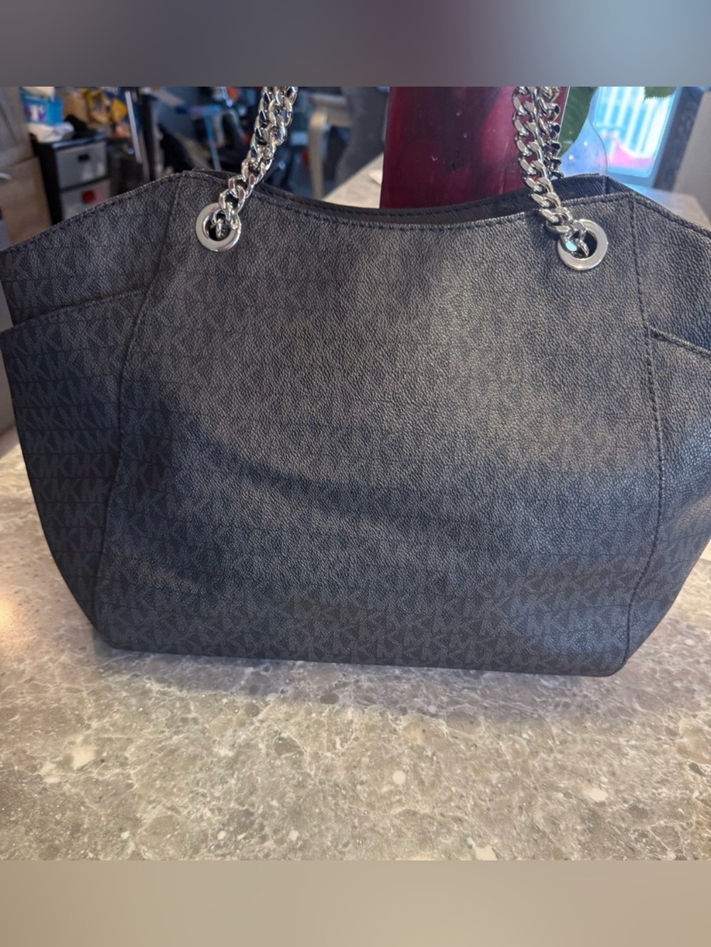 Michael Kors Black Signature Chain-Handle Tote - Picture 2 of 3